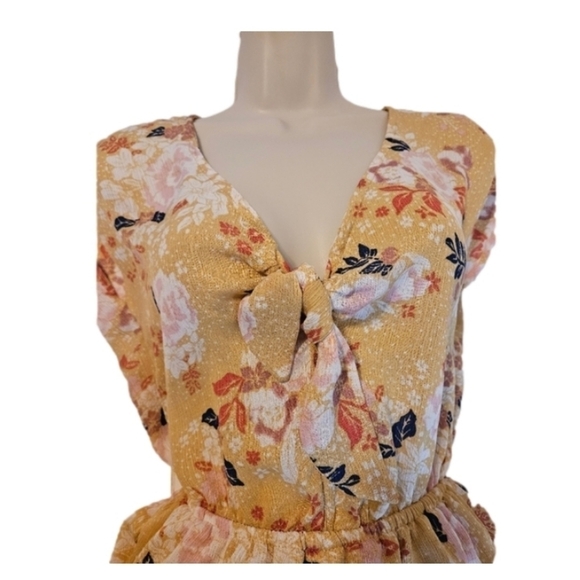 As U Wish Floral Romper Size XS Floral pattern Yellow Black & orange summer 1pc - Picture 5 of 13